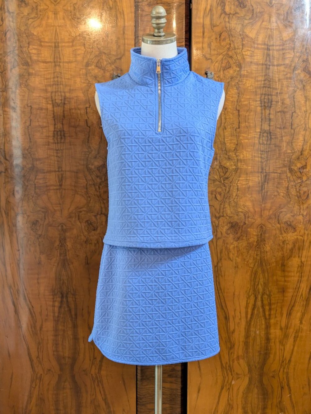 SSYS The Label Kylie Lattice Sleeveless Top Skort Set Size S Blue Half Zip